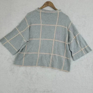 Ann Taylor Gray and Cream Cowl Neck Sweater